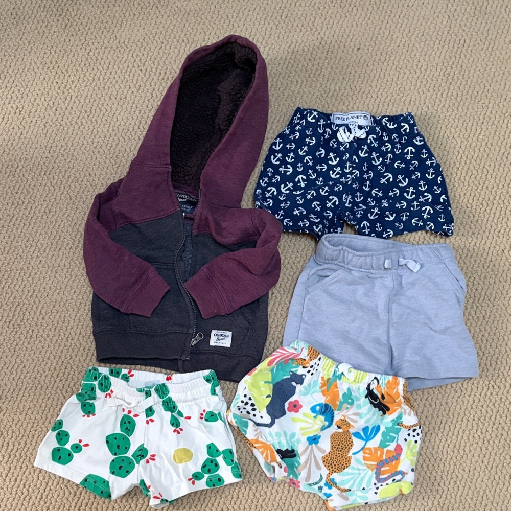 Kids' Colorful Shorts and Hoodie bundle 12m